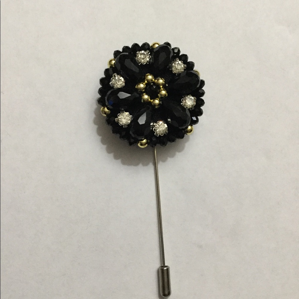 Beaded and rhinestone Lapel/Hat pin 3.5”